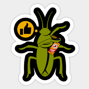 Funny And Smart Cockroach Spraying Itself With Insecticide Perfume, Mimiw Sticker